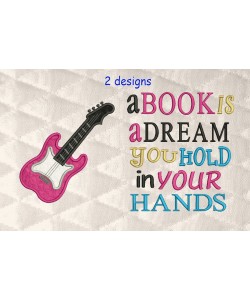 Guitar applique with a book is a dream