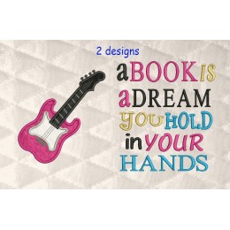 Guitar applique with a book is a dream