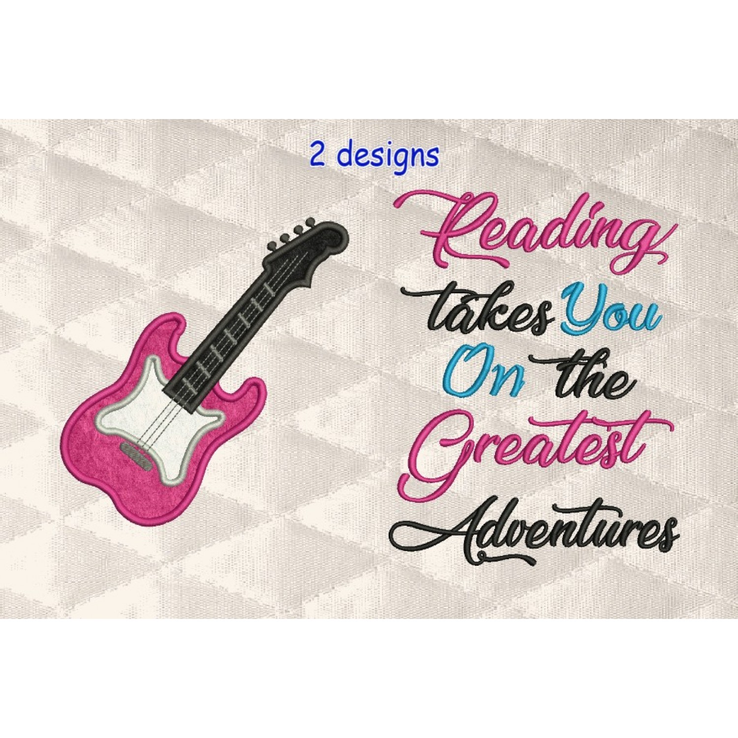 guitar applique with reading takes you
