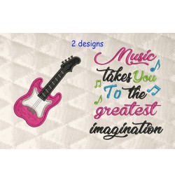 Guitar applique with Music takes you