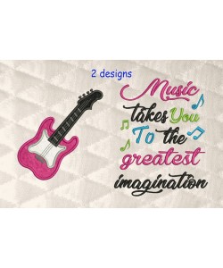 Guitar applique with Music takes you
