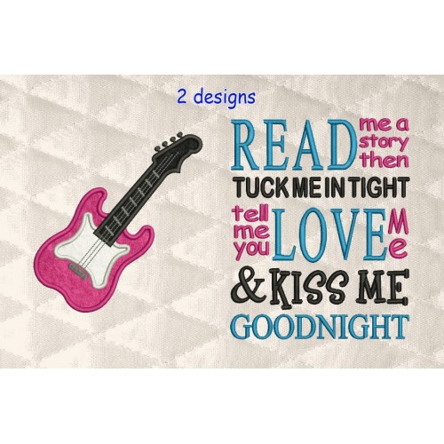 Guitar applique with read me a story