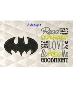 batman logo single applique with read me