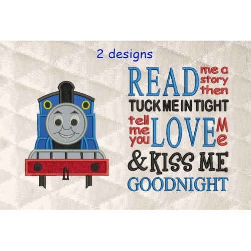 Thomas the train applique with read me a story 2 designs 3 sizes