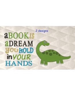 dinosaur grand with a book is a dream