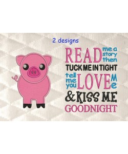 Pig applique with read me a story