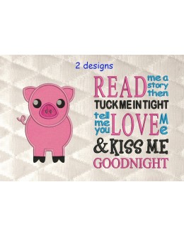 Pig applique with read me a story