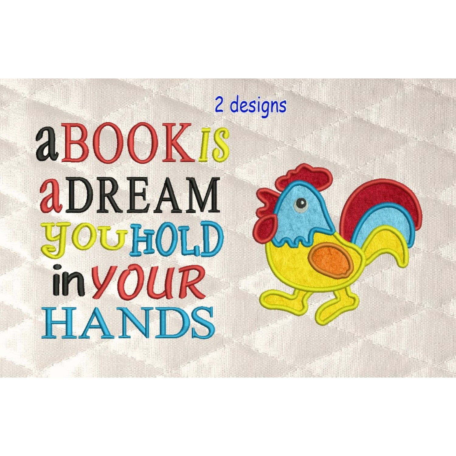 Cock applique with a book is a dream