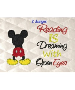 Mickey mouse behind with reading is dreaming