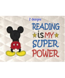 Mickey mouse behind with Reading is My Superpower