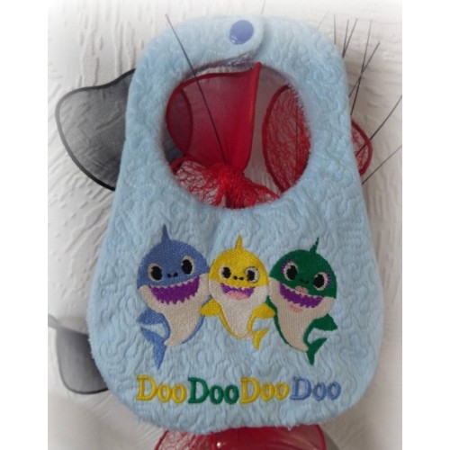 Baby bibs baby shark ITH in the hoop embroidery