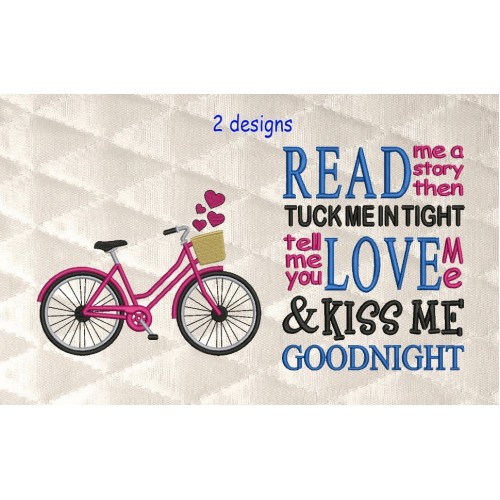 Bicycle embroidery with read me a story