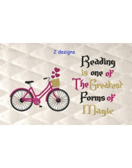 Bicycle embroidery with reading is one