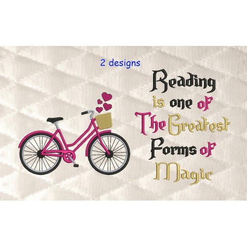 Bicycle embroidery with reading is one