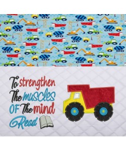 Dump truck with to strengthen reading pillow embroidery designs