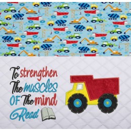 Dump truck with to strengthen reading pillow embroidery designs