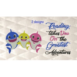 Baby shark embroidery with reading takes you