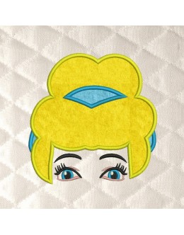 Cinderella face embroidery design