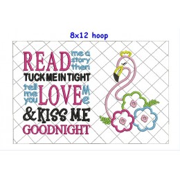Flamingo read me a story 8x12 hoop Flamingo read me a story 8x12 hoop