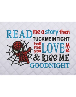 Spiderman Read me story embroidery design