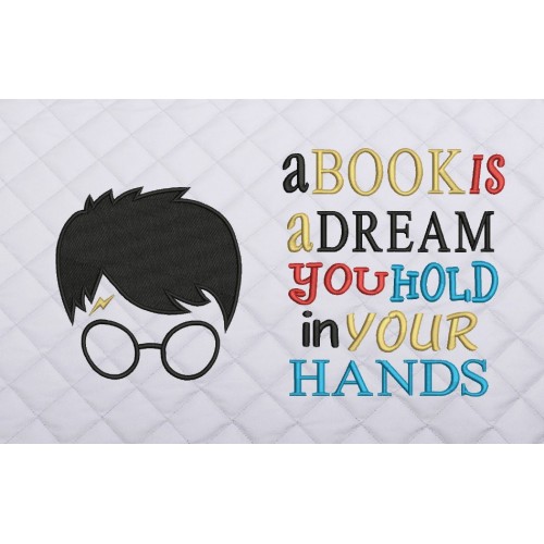 Harry potter face embroidery with a book is a dream