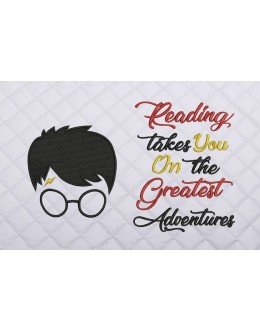 Harry potter face embroidery reading takes you