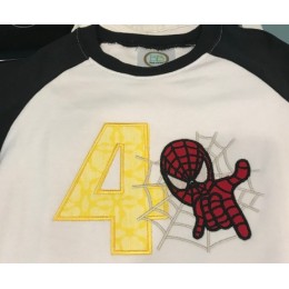 spiderman with number 4 embroidery design