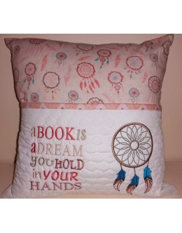 Dream catcher a book is a dream reading pillow embroidery designs