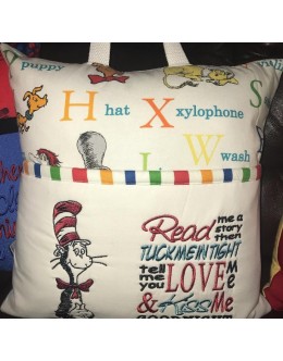 Cat hat read me a story reading pillow embroidery designs