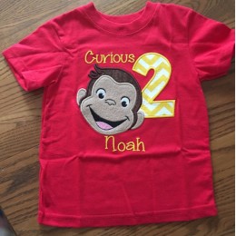 Monkey face birthday with number 2 embroidery design