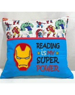 Iron Man face with Reading is My Super power reading pillow