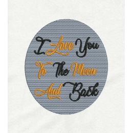 I Love You and Moon embroidery design