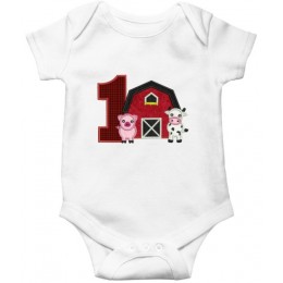 Barn Animals birthday number 1 embroidery design