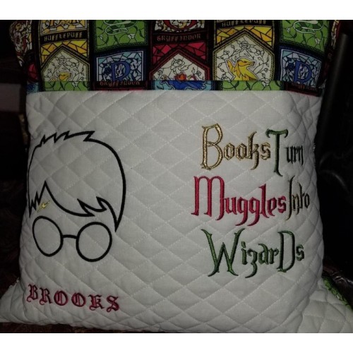 Harry Potter Face Applique Books Turn reading pillow embroidery designs