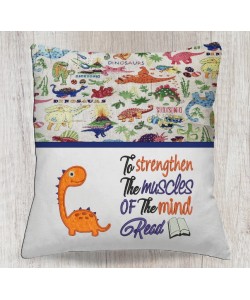 Dinosaur Baby with To strengthen reading pillow embroidery designs