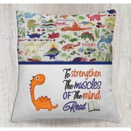 Dinosaur Baby with To strengthen reading pillow embroidery designs