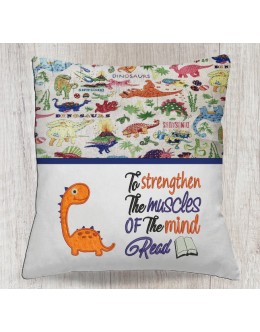 Dinosaur Baby with To strengthen reading pillow embroidery designs