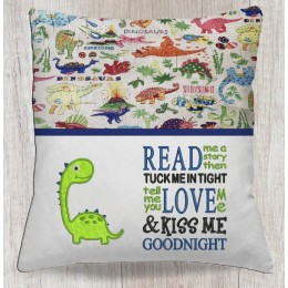 Dinosaur Baby with read me a story reading pillow embroidery designs
