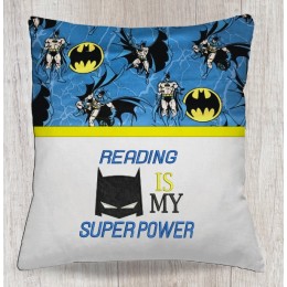 Reading is my superpower batman embroidery design
