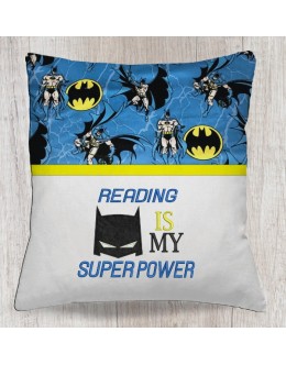 Reading is my superpower batman embroidery design