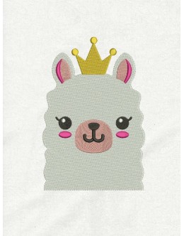 Llama face embroidery design