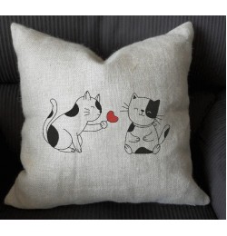 cat couple valentine embroidery