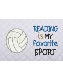 volleyball applique with reading is my favorite sport