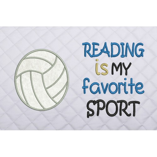 volleyball applique with reading is my favorite sport