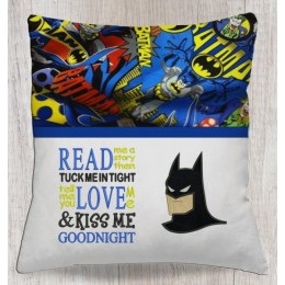 Batman Face With Read Me A Story reading pillow embroidery designs