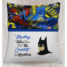 Batman face with reading takes you reading pillow embroidery designs