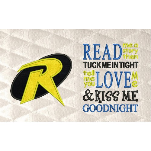 robin logo applique with read me a story