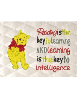 pooh applique with reading is the key