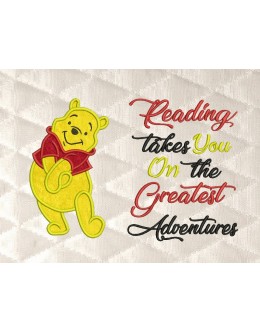 pooh applique with reading takes you