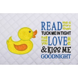 Baby duck applique with read me a story